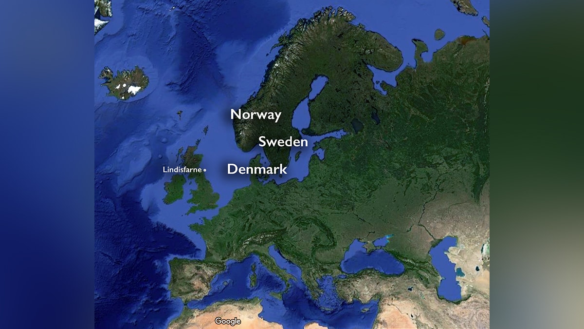 A map highlighting Denmark, Sweden, and Denmark