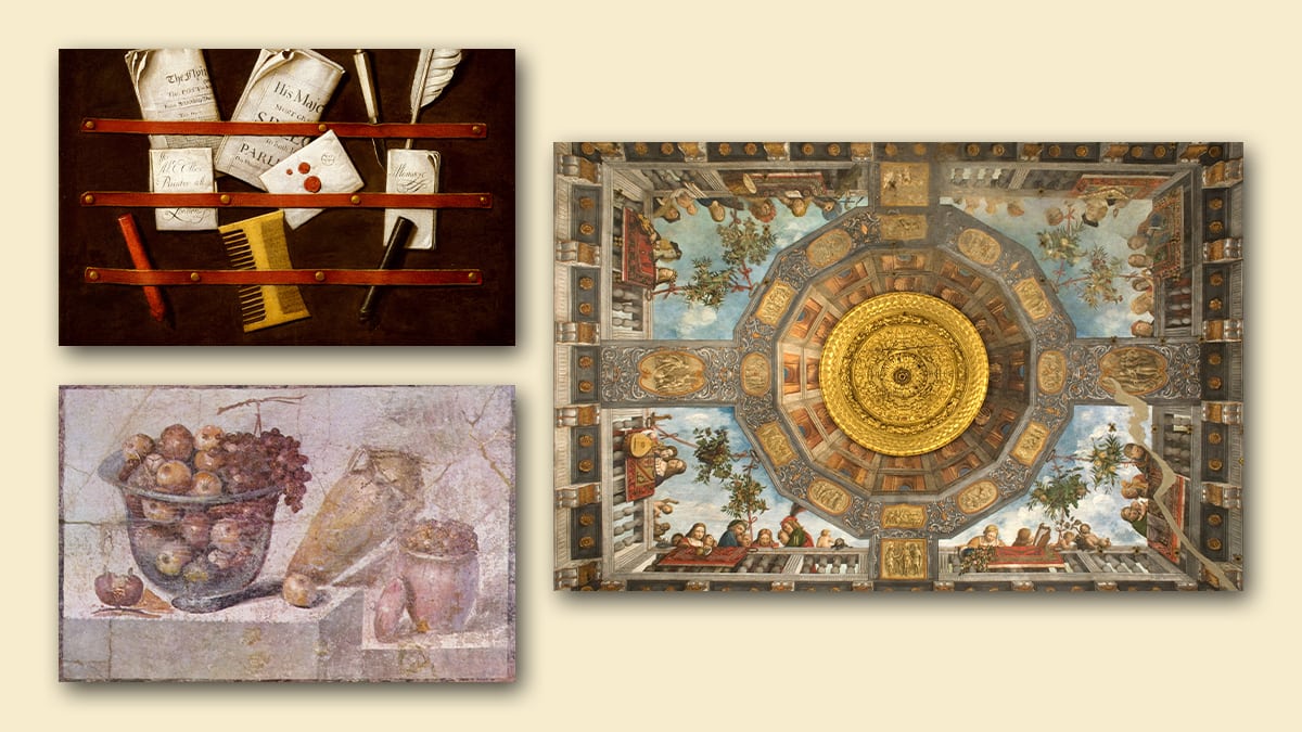 a compilation image of Trompe l’Oeil styles