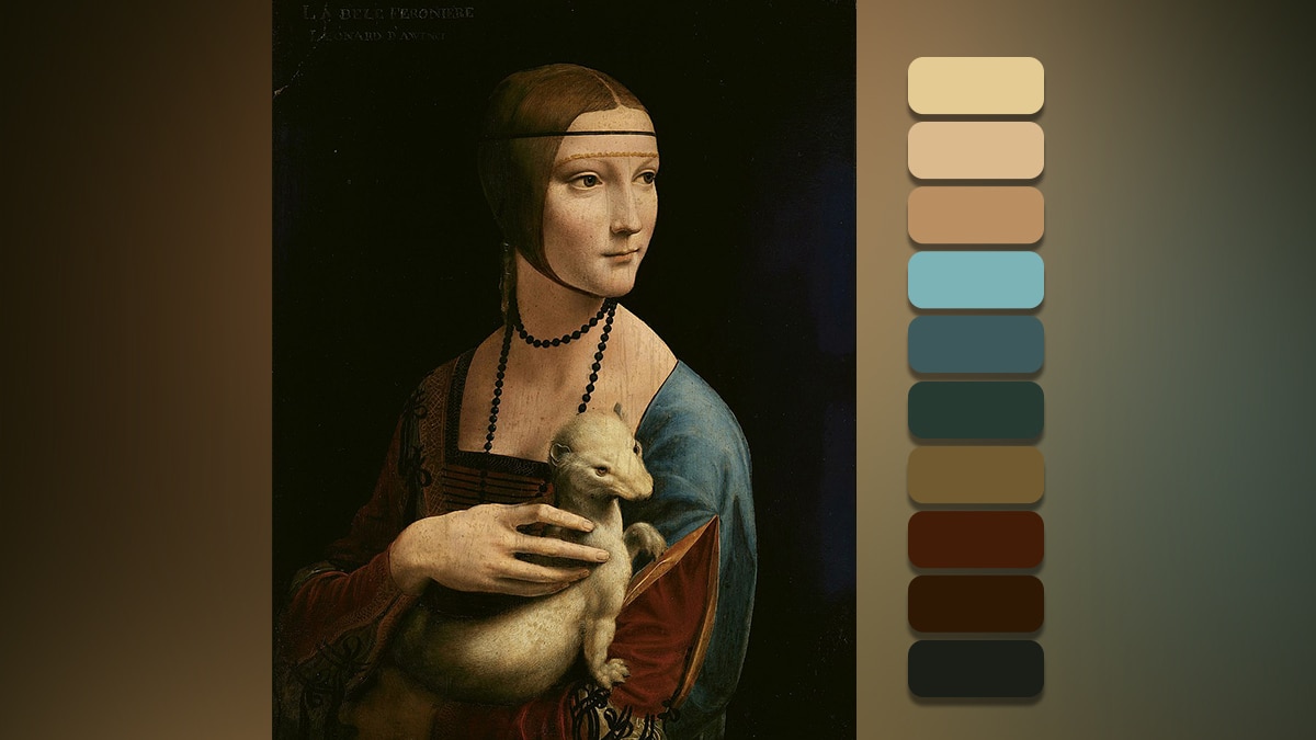 Color theme of Da Vinci's Lady with an Ermine painting 