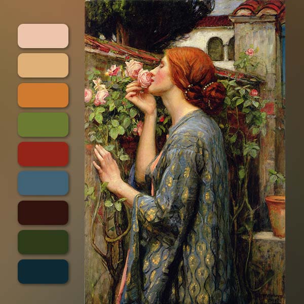 Color and texture of The Soul of the Rose painting by John William Waterhouse
