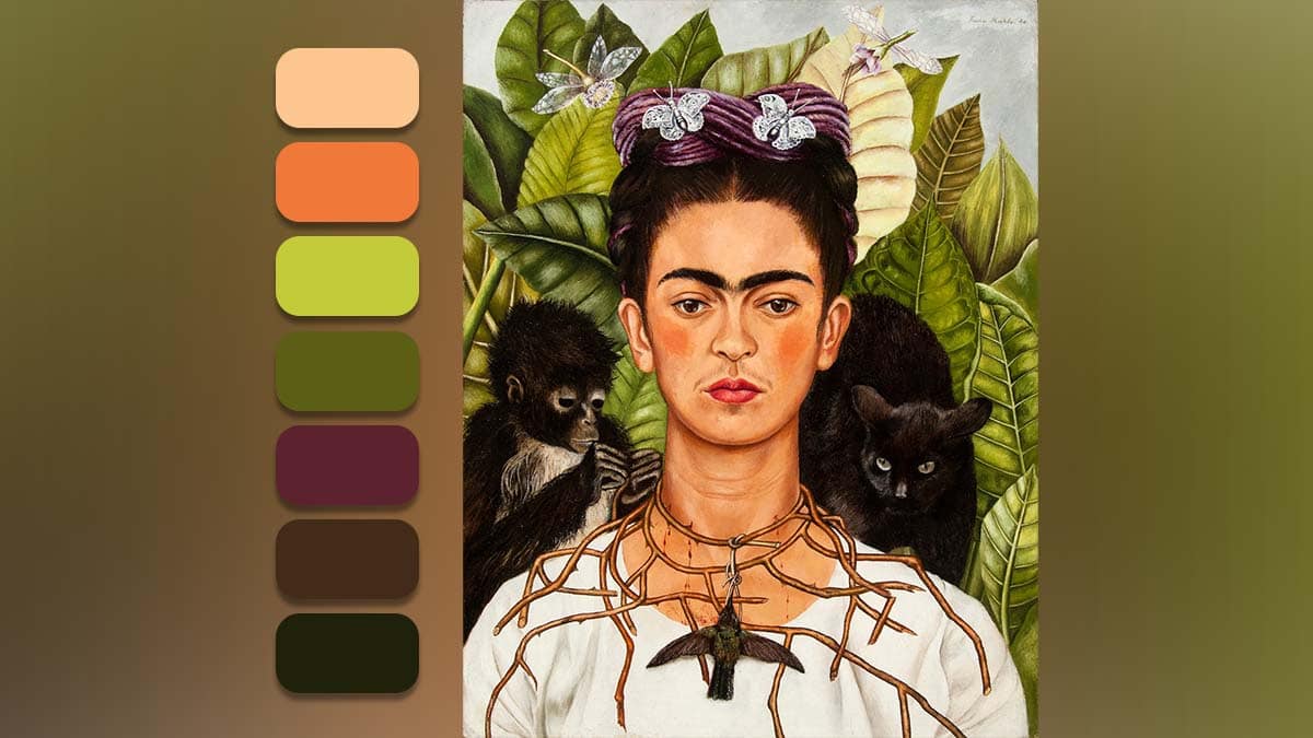 The color palette of the thorn Necklace painting 