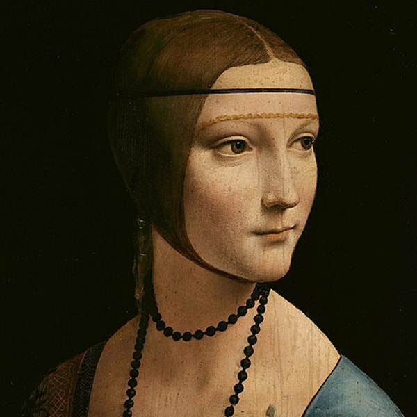 Face of the lady from Da Vinci's Lady with an Ermine painting 