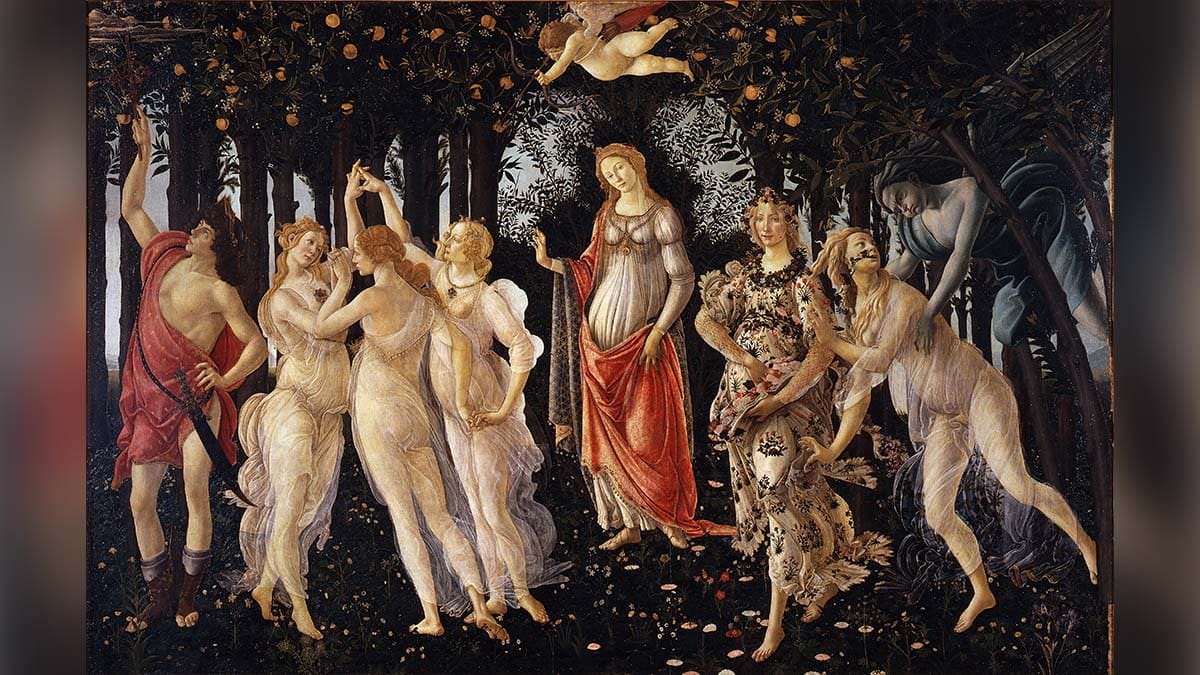 The painting of La Primavera by Sandro Botticelli