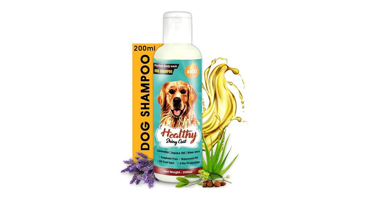 a bottle of dog-friendly shampoo