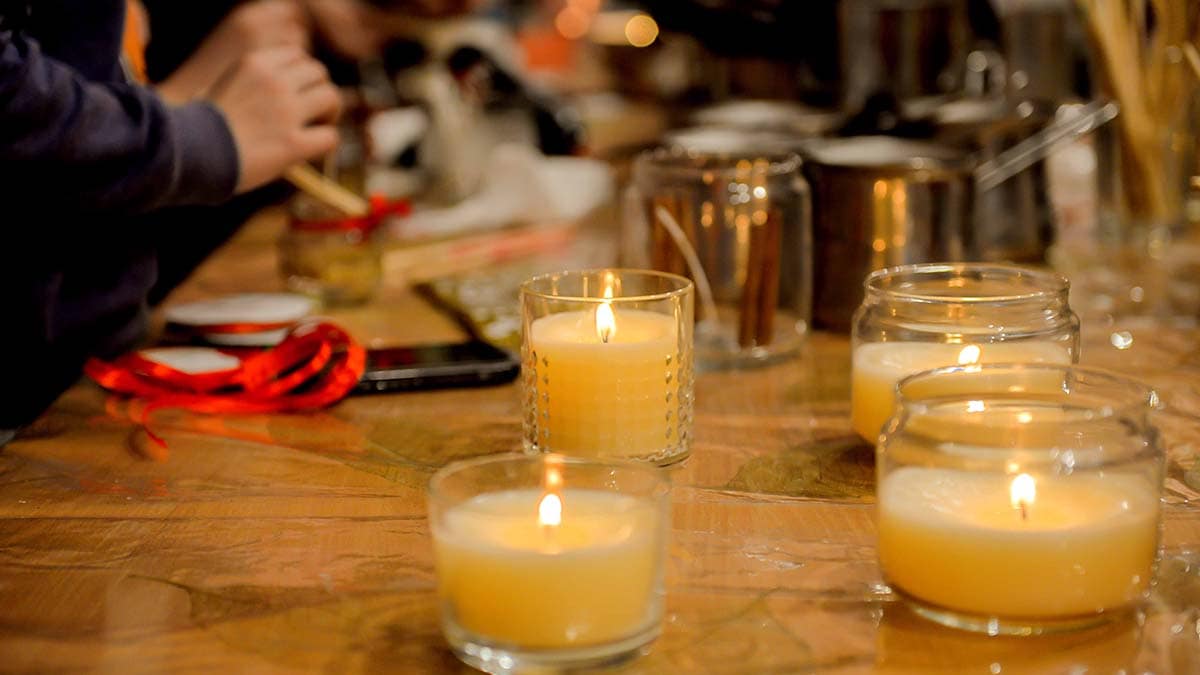 a close shot of different candle making