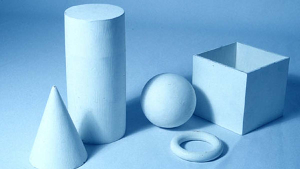 Cylinder, cube, cone, ball depicting form in art