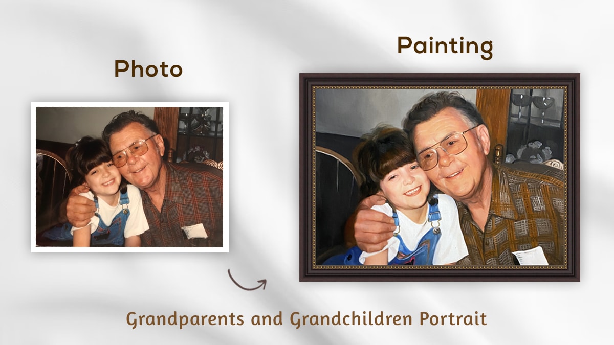 Grandparents and Grandchildren Portrait as Christmas gifts