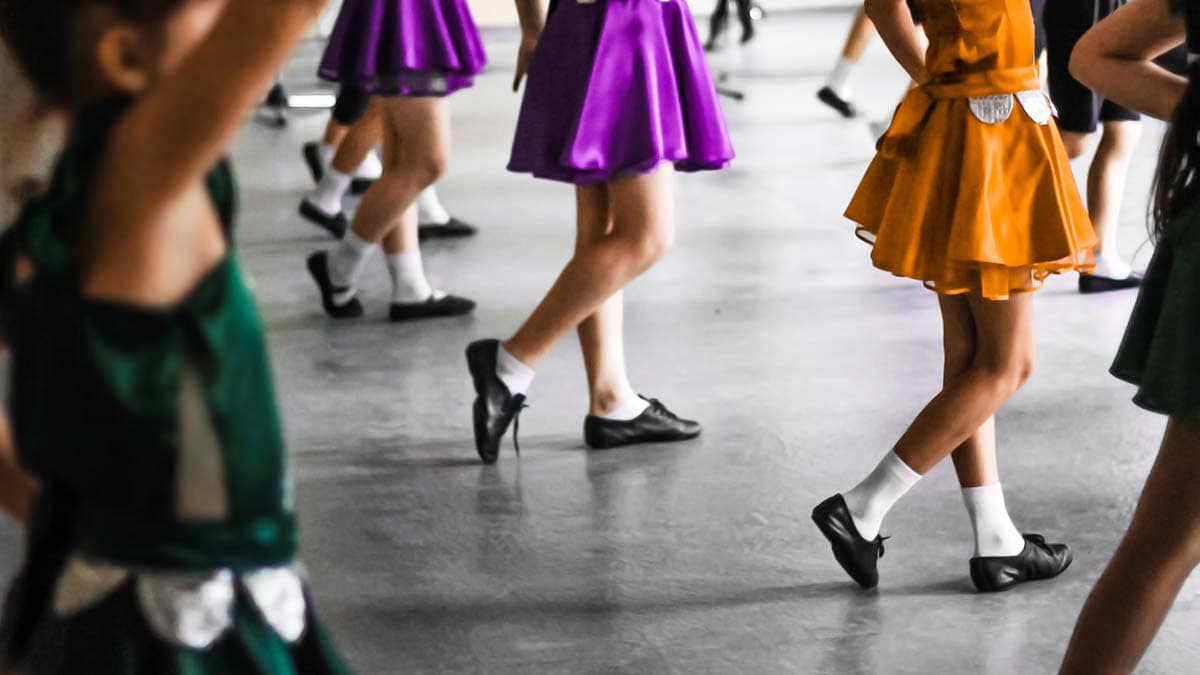 a view of girl doing Irish dance