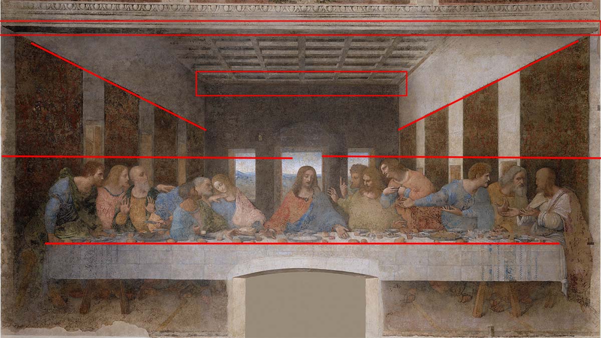 Last Supper painting showing line in art 