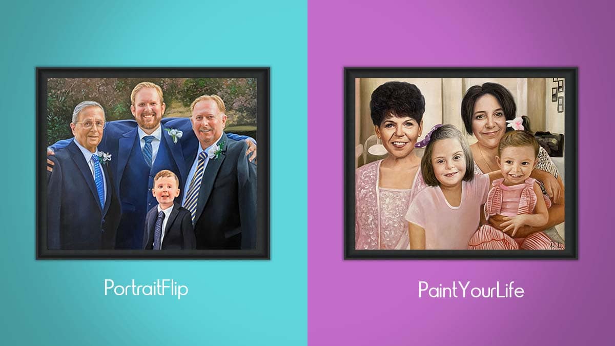 Comparison between Compilation Painting by PortraitFlip vs. PaintYourLife™