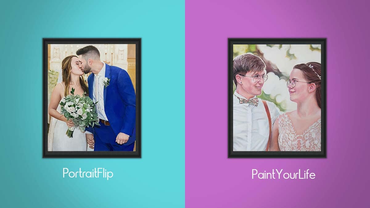 Comparison between Couple Painting by PortraitFlip vs. PaintYourLife™