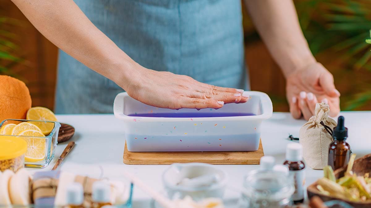 a close of soap making process