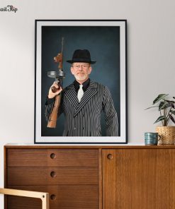 Human Royal Portrait of an old man in Godfather appearance placed on a table