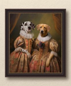 Royal Pet Portrait of two dogs dressed as mistresses