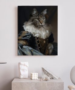 Royal Pet Portrait of a cat as a sassy queen mounted on wall