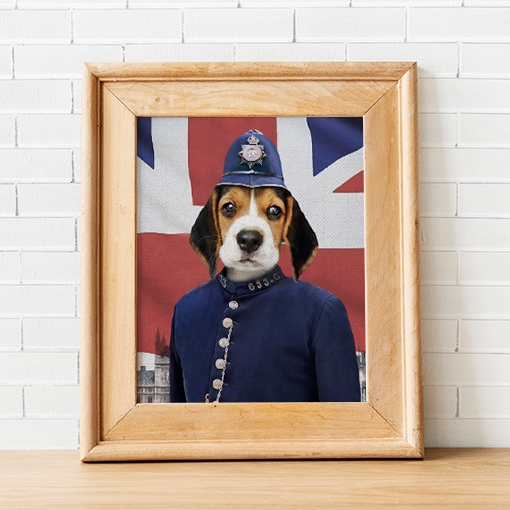 Royal Pet Portrait of a dog as sergeant is placed on table