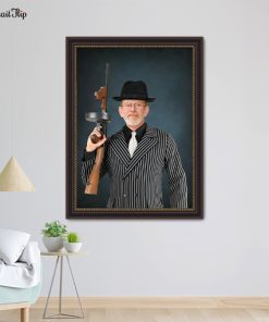 Human Royal Painting of an old man in Godfather appearance mounted on wall