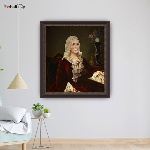 Painting of a woman in Royal Princess attire mounted on a wall
