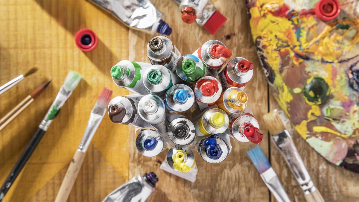 a set of paint tubes