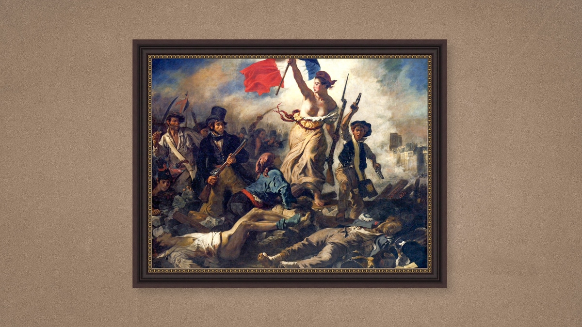 The painting of liberty leading the people.
