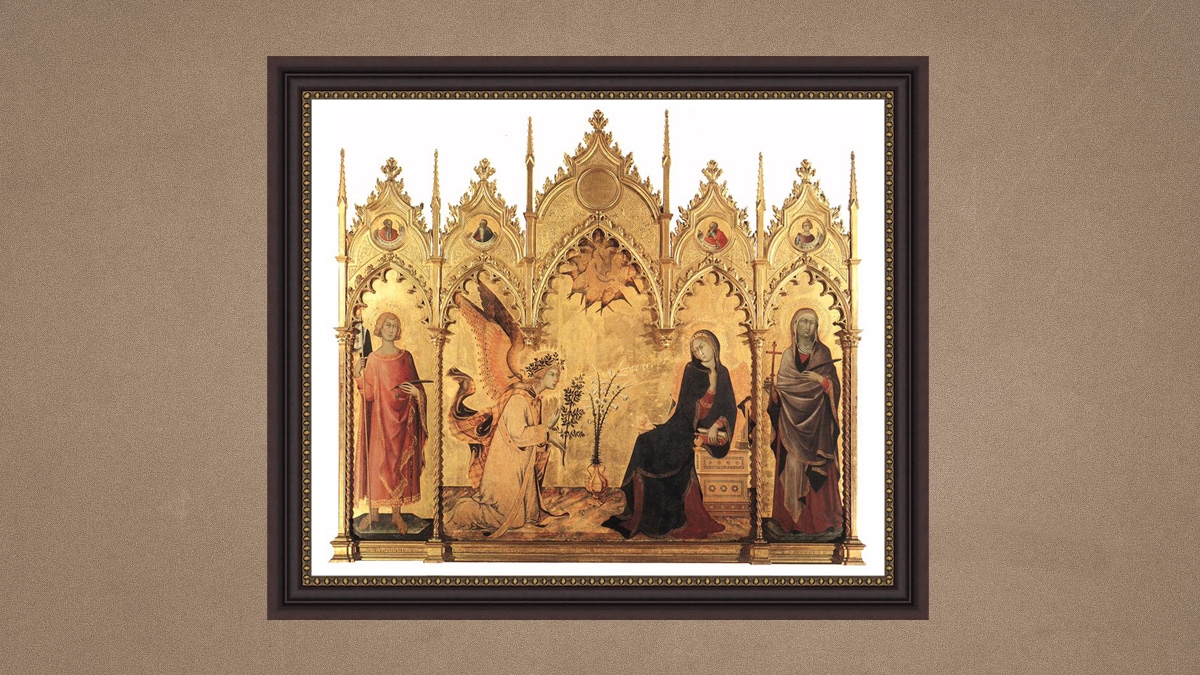 Annunciation with St. Margaret and St. Ansanus is a painting with religion medium.