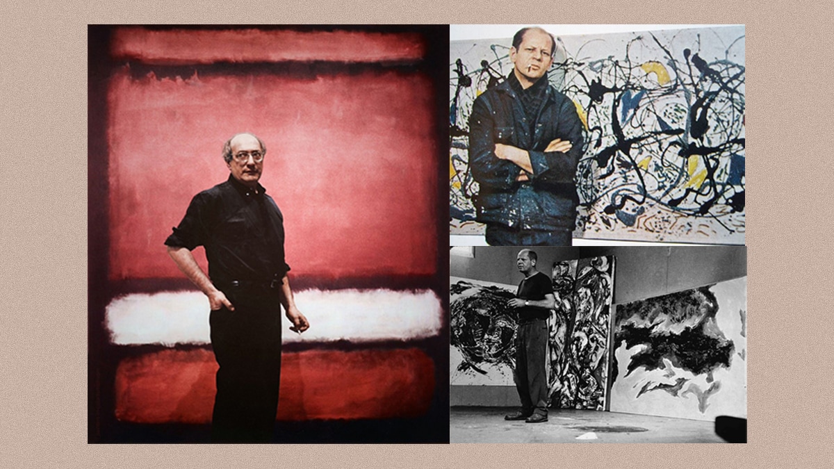 Mark Rothko and Jackson Pollock with their abstract artwork