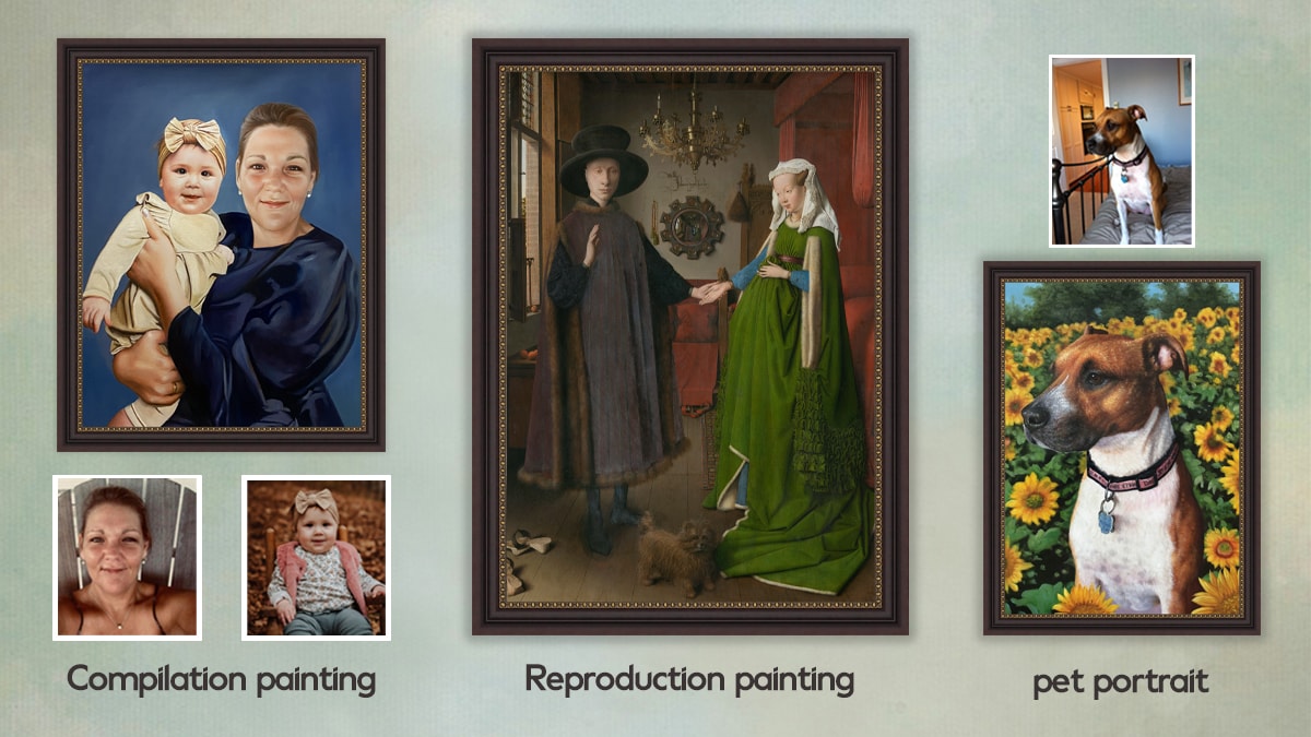 a collage of paintings