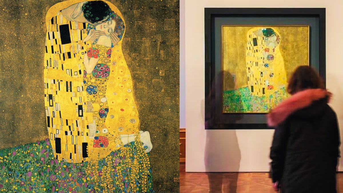 the kiss is a painting on love by Gustav Klimt
