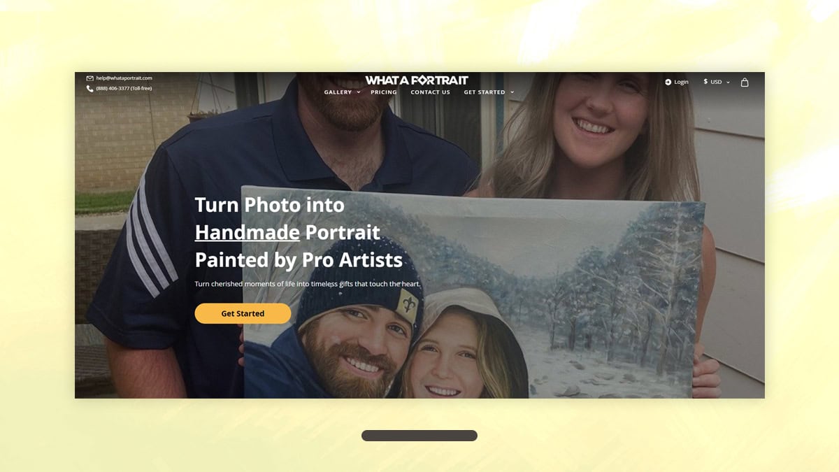 What A Portrait home page that is of the custom painting companies