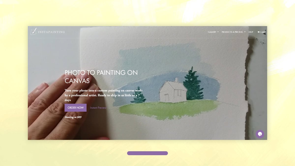 Instapainting home page that is of the custom painting companies