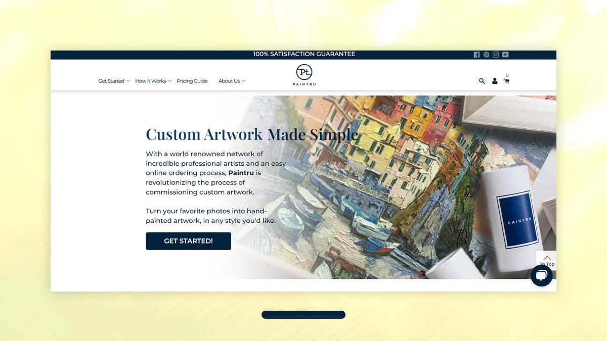 Paintru home page that is of the custom painting companies