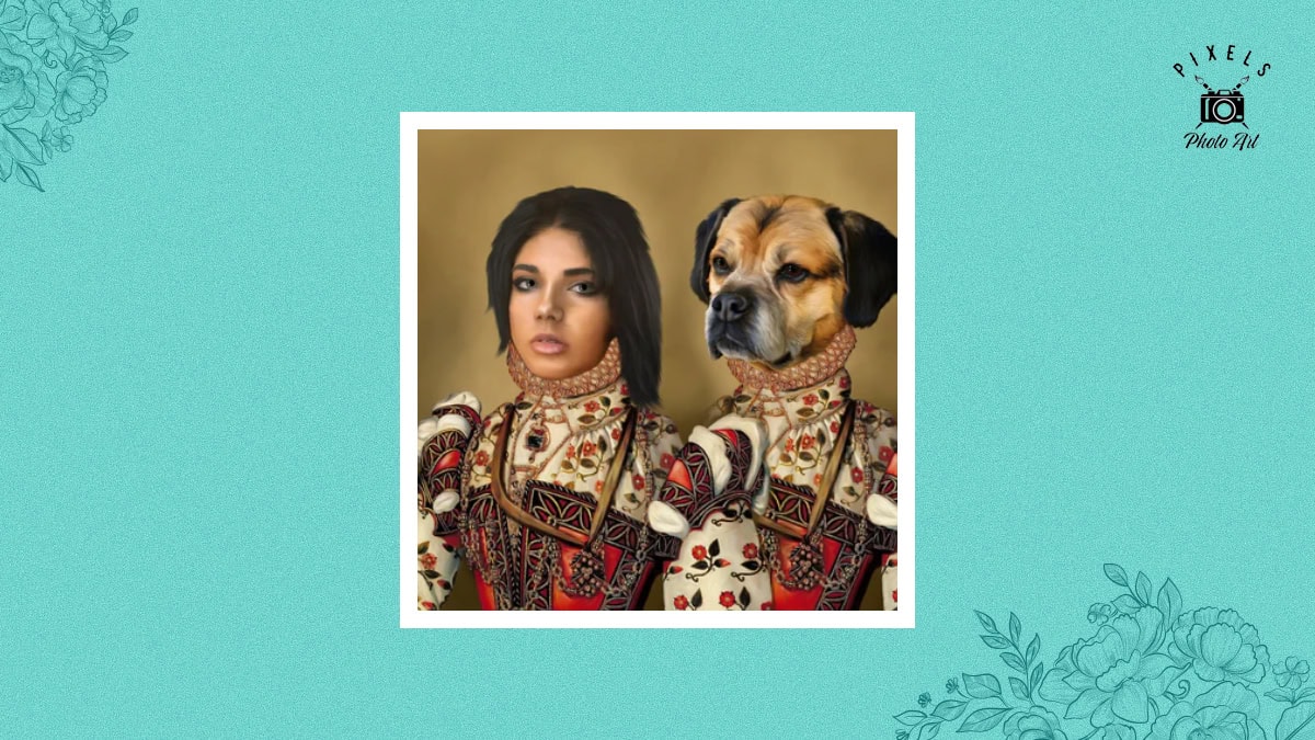 Royal portrait of a woman and dog