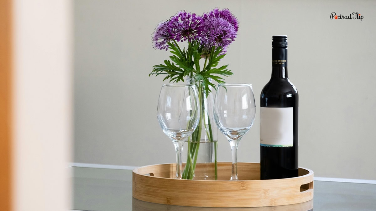 Bottle of Wine with Glasses as a closing gifts from realtors