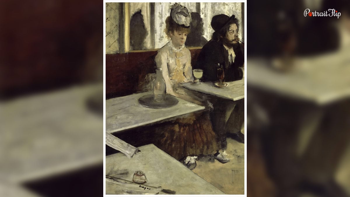 A famous painting titled: L’Absinthe by Edgar Degas