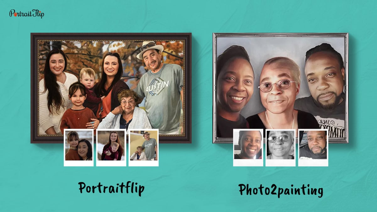 compilation portraits difference between PortraitFlip and Photo2painting