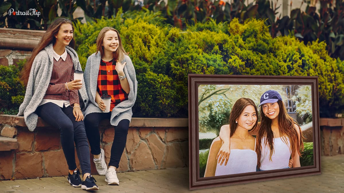 Handmade painting as a photo idea with your best friend