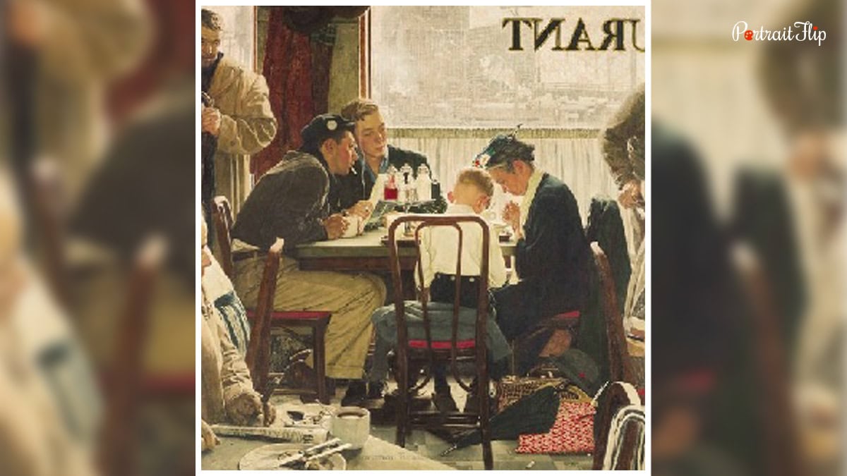 saying grace by norman rockwell