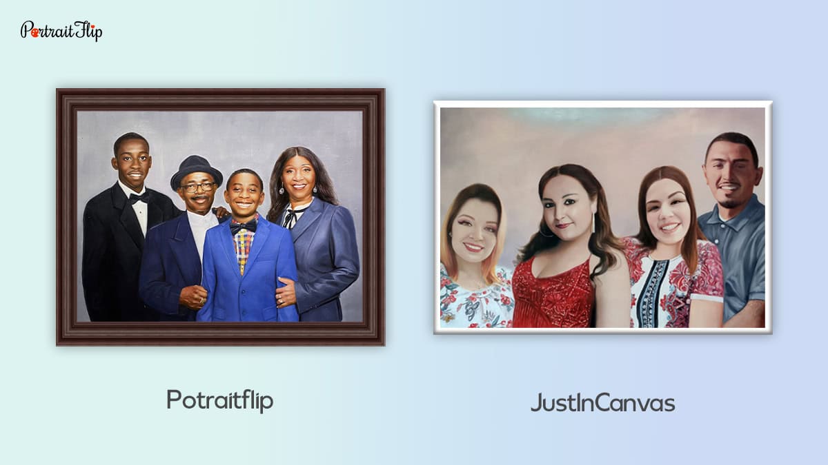 family portraits difference between PortraitFlip and JustInCanvas
