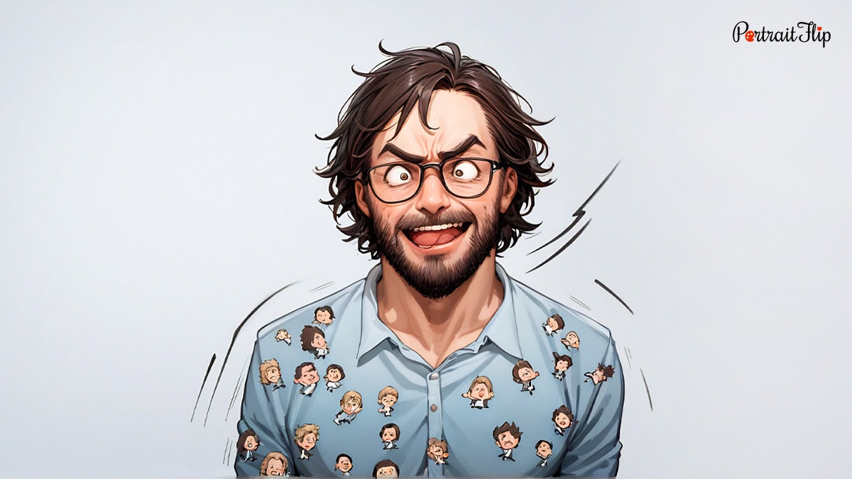 A caricature painting from Open Art