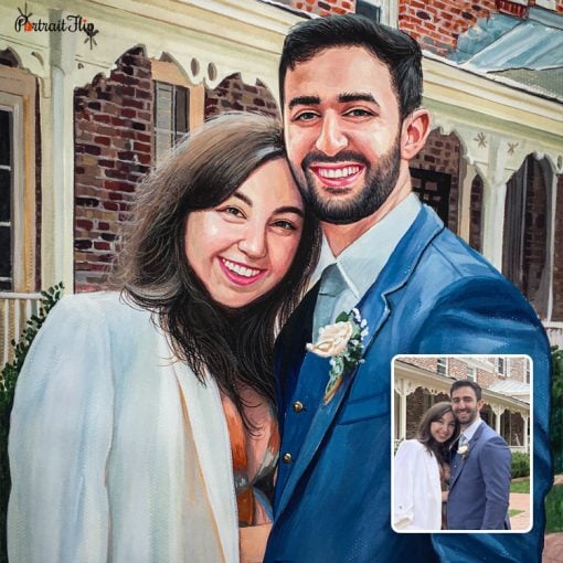 Beautiful Couple Wedding Watercolor Portraits