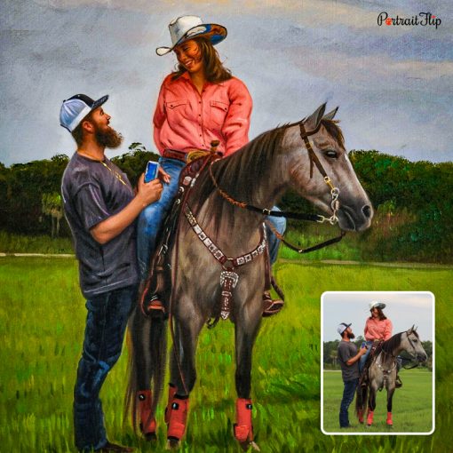 Couple and Horse Acrylic Portraits