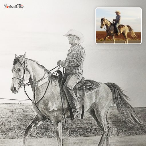 Horse and man Pencil Portraits