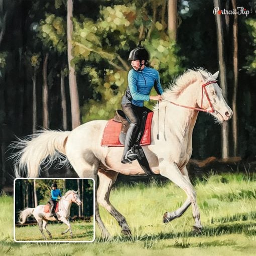Horse with Rider Acrylic Portraits