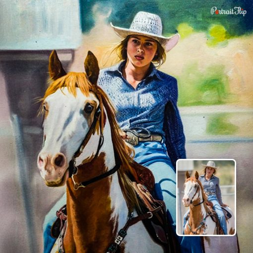 Horse with Rider Oil Portraits