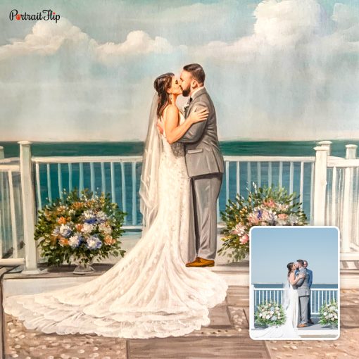 Kissing Couple Wedding Acrylic Portraits