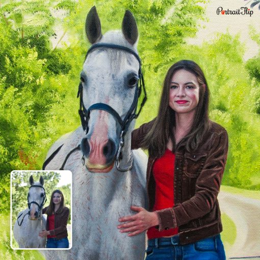 Lady and Horse Acrylic Portraits