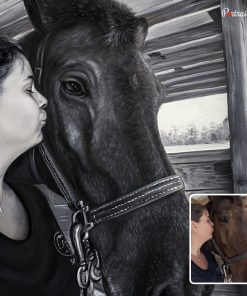 Lady kissing Horse Oil Portraits