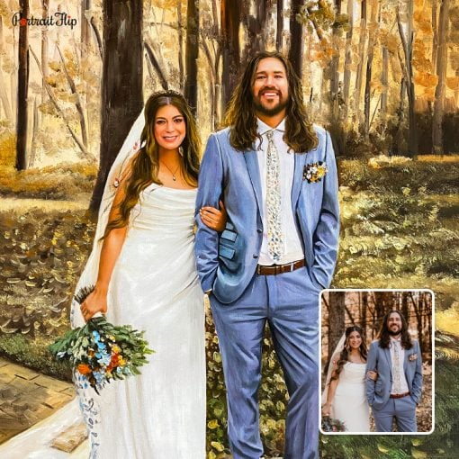 Newlywed Wedding Oil Portraits
