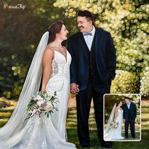 Smiling Wedding Oil Portraits