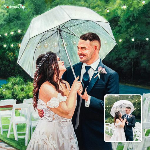 Smiling Wedding Watercolor Portraits